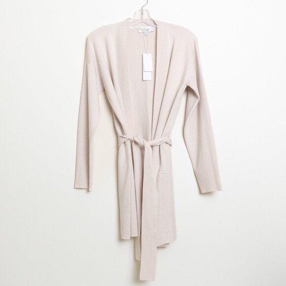 Ever New Melbourne Georgie Belted Knit Cardigan Sweater Bone Beige Small - Picture 2 of 13